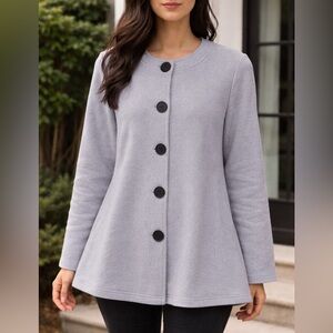 NWT Women’s Monterey Bay Wool Gray Button-Front A-Line Pea Coat Jacket XL